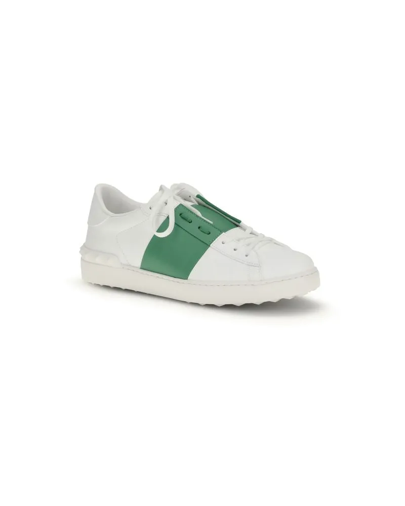Valentino Garavani Men's White Calf Leather Bos Taurus Low Top Sneakers White