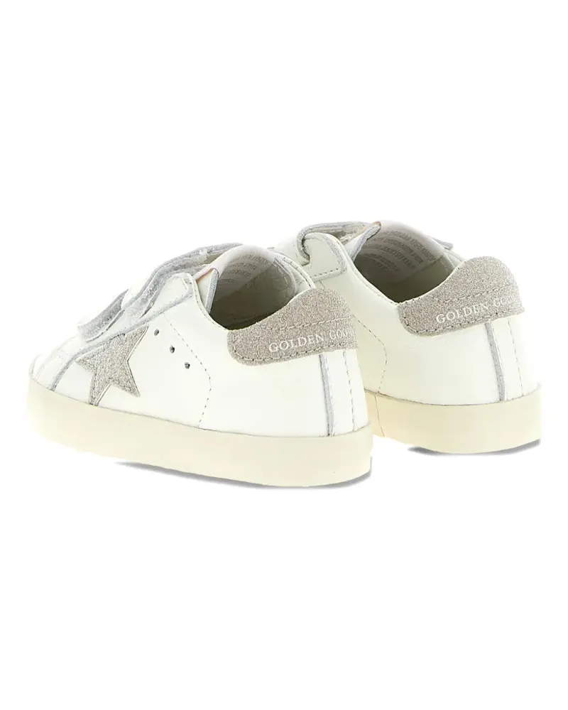 Golden Goose Kids' Old School Glitter-Heel Leather Sneakers Ss26 Ch White