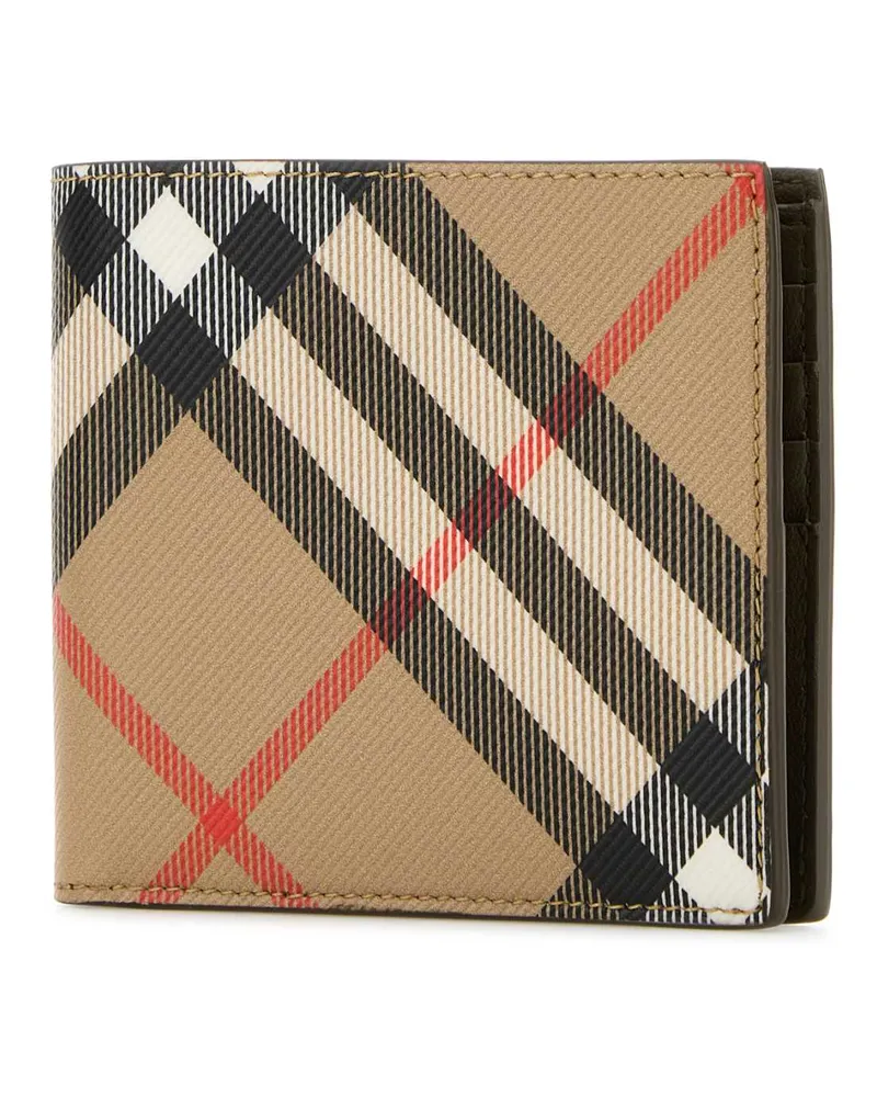 Burberry Men's Printed E-Canvas Wallet Sand Polyurethane Polyester Cotton Portafogli Beige