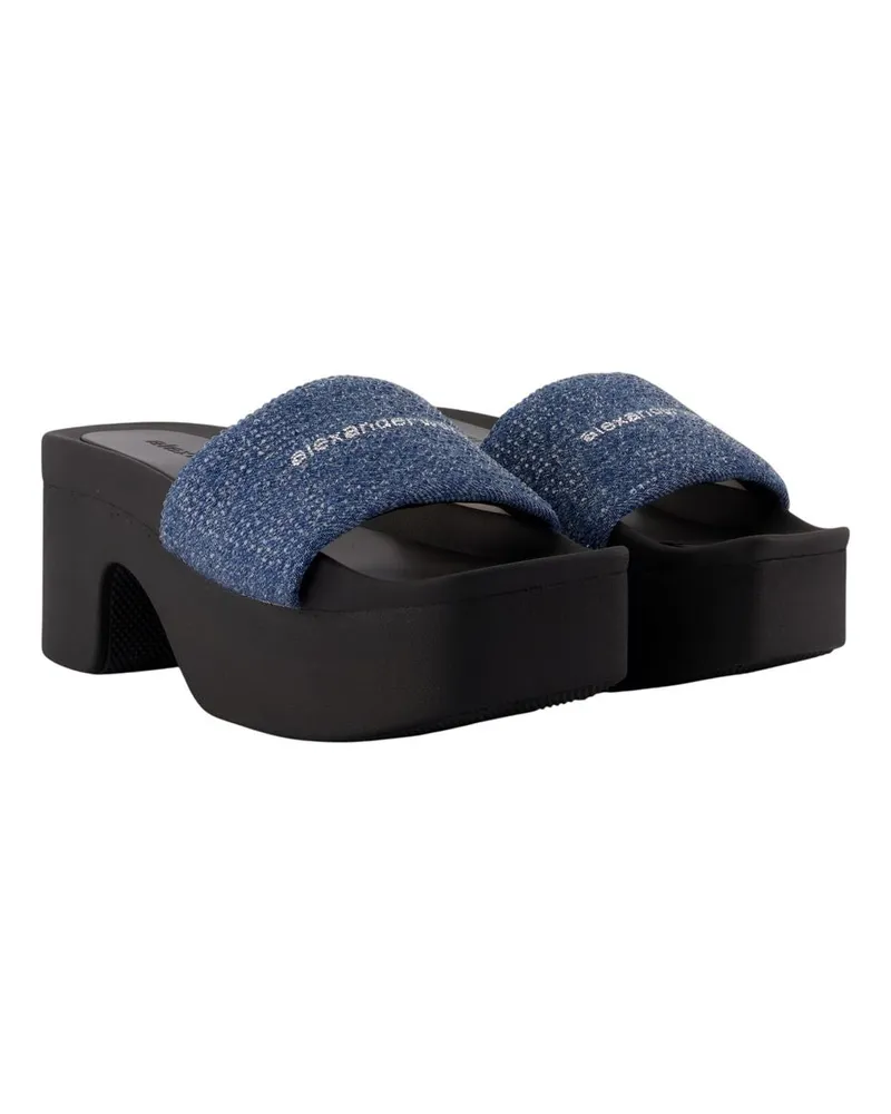 Alexander Wang Women's Aw Denim Hotfix Platform Sandals -  Cotton Blue Shoes Blue