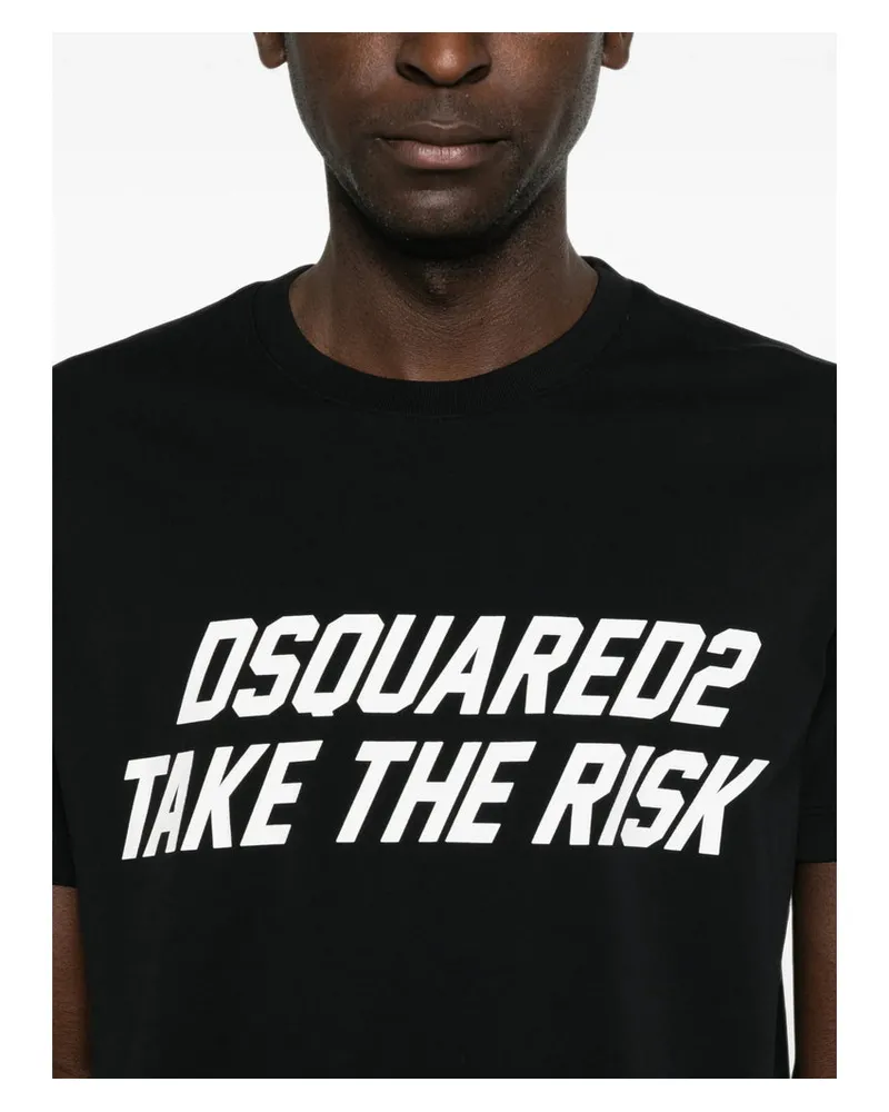 Dsquared2 Logo-Printed Cotton Jersey T-Shirt — Black Black