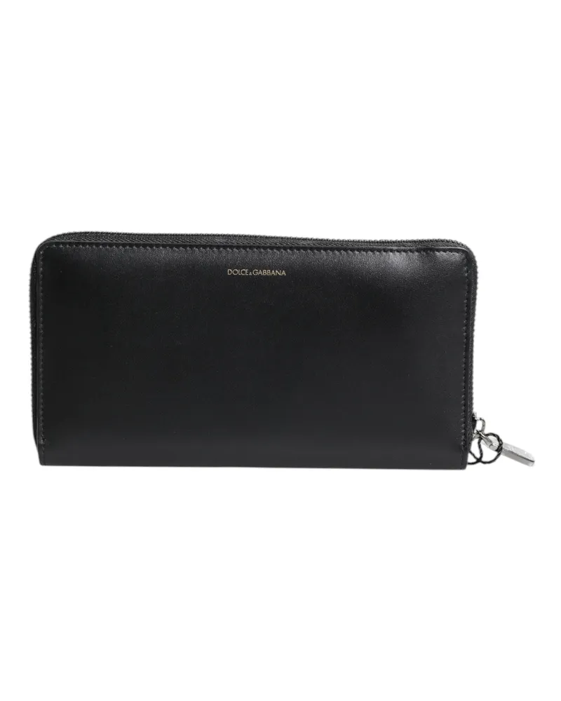 Dolce & Gabbana Men's Black Blue Exotic Leather Embossed Continental Wallet And Calfskin Land Snake Black