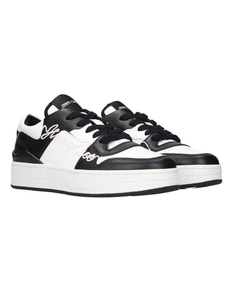 Jimmy Choo Women's Black Leather Low Top Sneakers Black