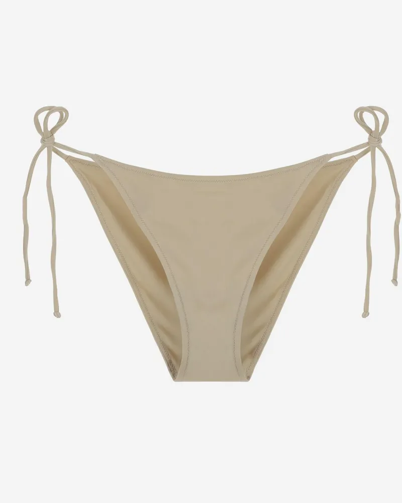 MC2 Saint Barth Women Adjustable Drawstring Bikini Briefs Beige Polyamide Swimwear Sea Clothing Beige