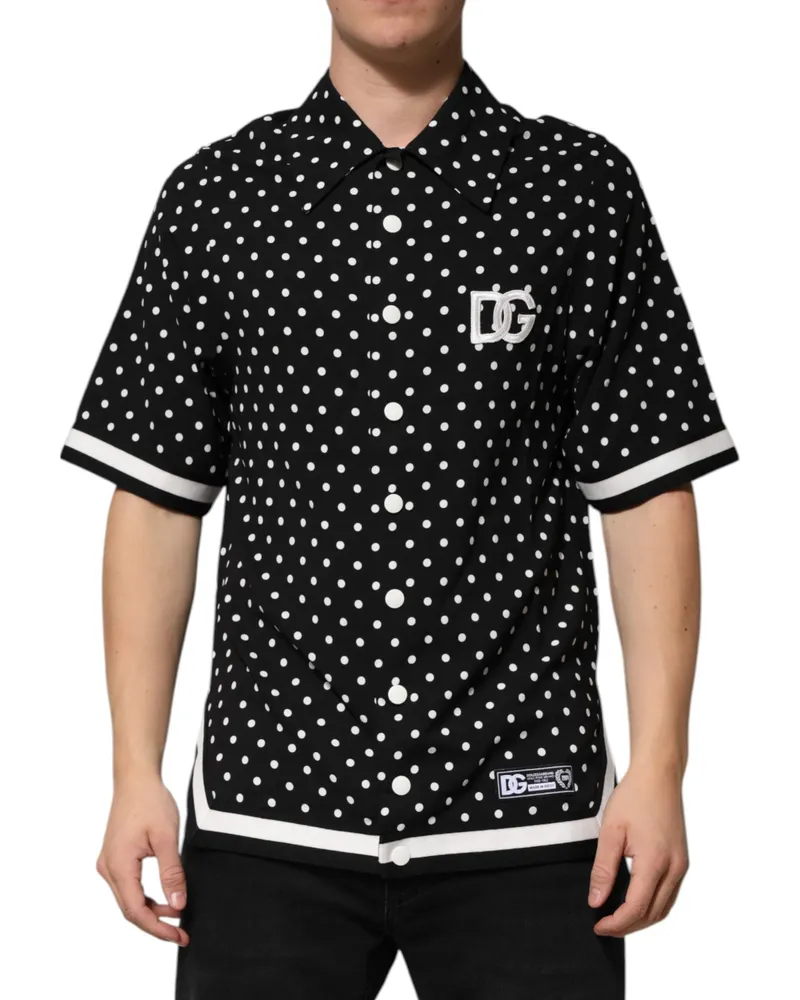 Dolce & Gabbana Polka-Dot Polo — Black Black