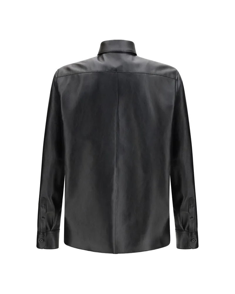Dolce & Gabbana Men's Black Leather Dress Shirt Black