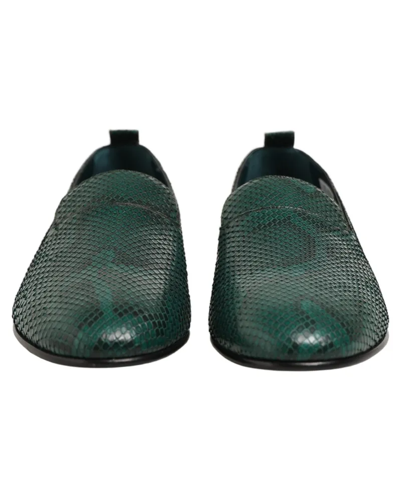 Dolce & Gabbana Python-Embossed Leather Loafer — Green Green