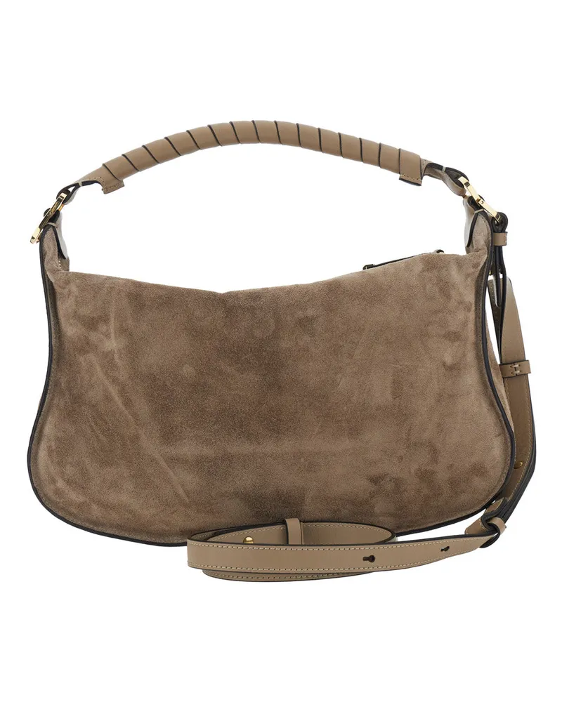 Chloé Women's Shoulder Bag Marcie Brown Suede Leather Brown