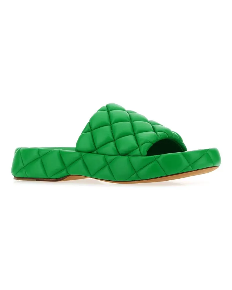 Bottega Veneta Women's Grass Green Leather Padded Sandals 3708 Slippers Flat Shoes Green