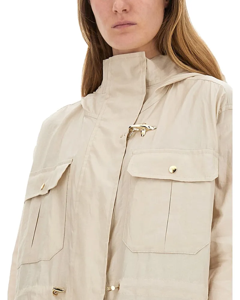 Fay Linen and Cotton Canvas Parka — Beige Beige