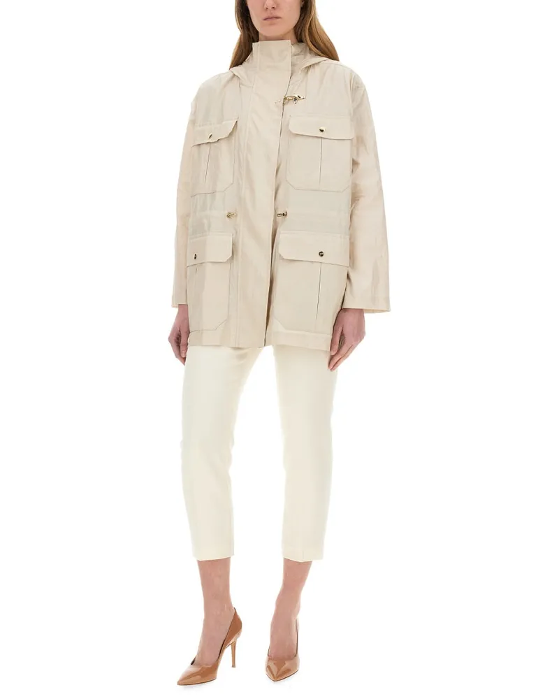 Fay Linen and Cotton Canvas Parka — Beige Beige