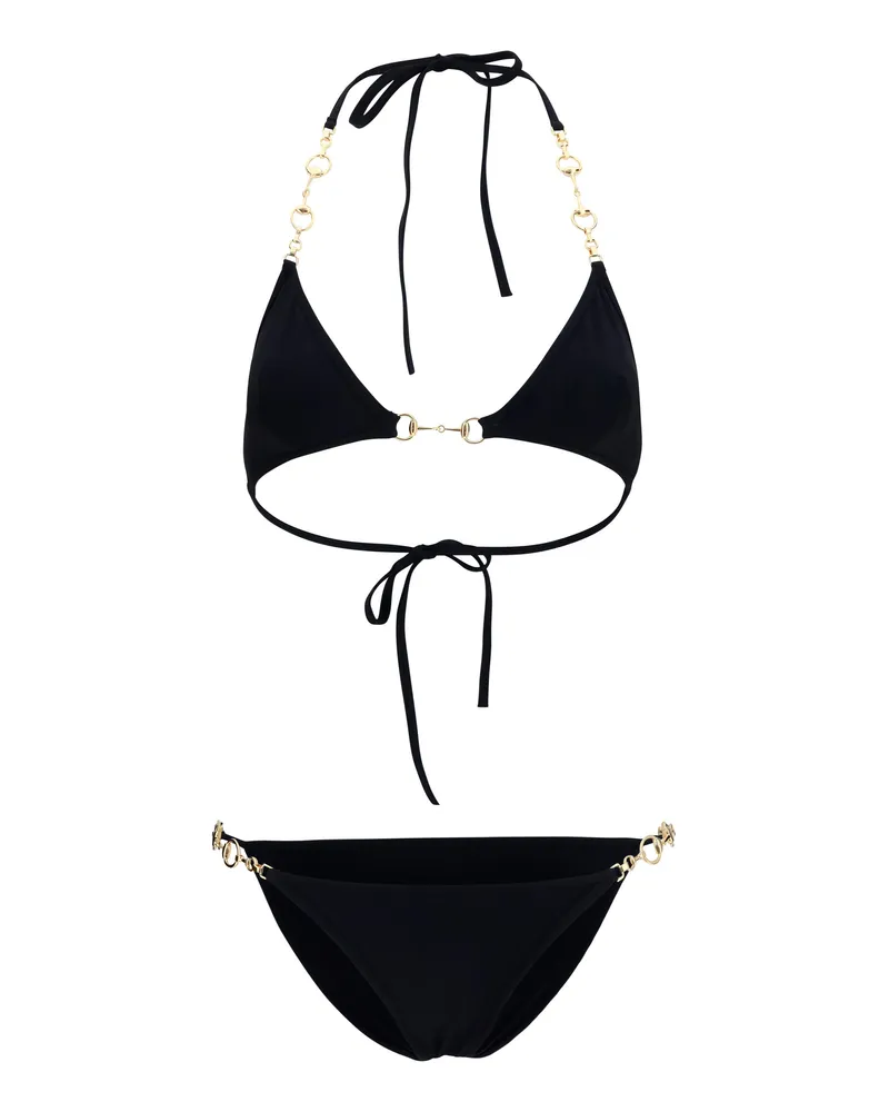 Gucci Women's Bikini With Horsebit Black Polyamide Swimwear Sea Clothing Black