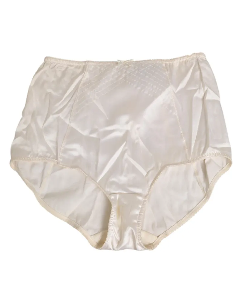 Dolce & Gabbana Women Off White Silk High Waist Girdle Panty Underwear Clothing White