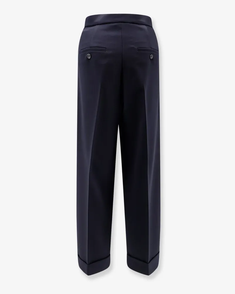 Max Mara Women's Virgin Wool Trousers Blue Blue
