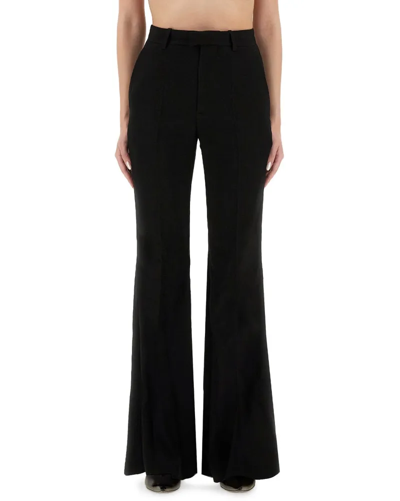 Balenciaga Flared Viscose Trousers — Black Black