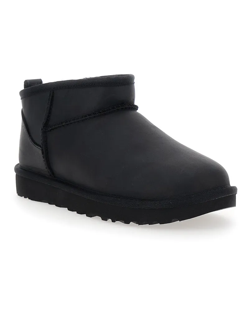 UGG Women's Ankle Boots Classic Ultra Mini Black Leather Black