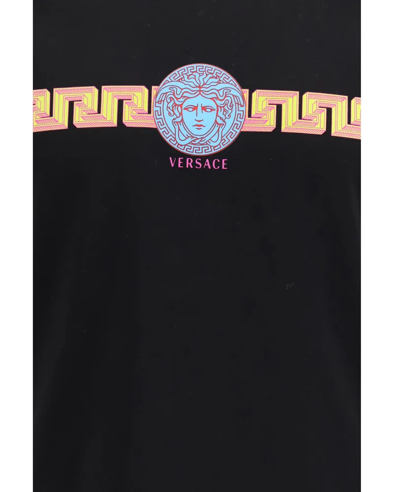 Versace Greca and Medusa Logo Print T-Shirt — Black Black