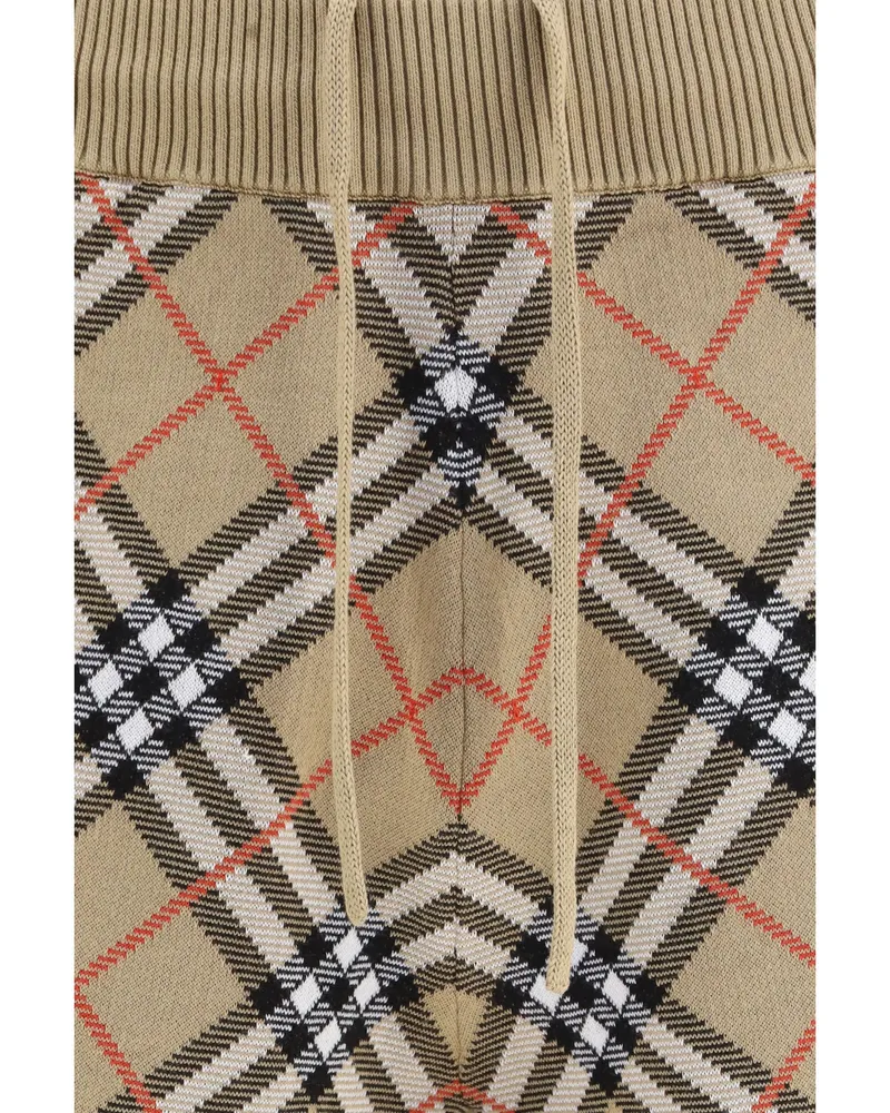 Burberry Men Check Cotton Blend Shorts Sand Ip Cotton; Polyamide; Elastane Bermuda Beige