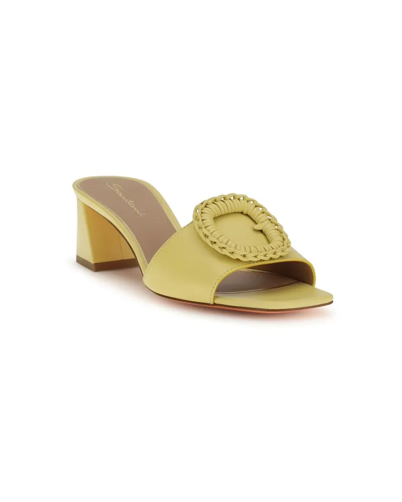 Santoni Women's Bicolor Calf Leather Bos Taurus Sandals Yellow
