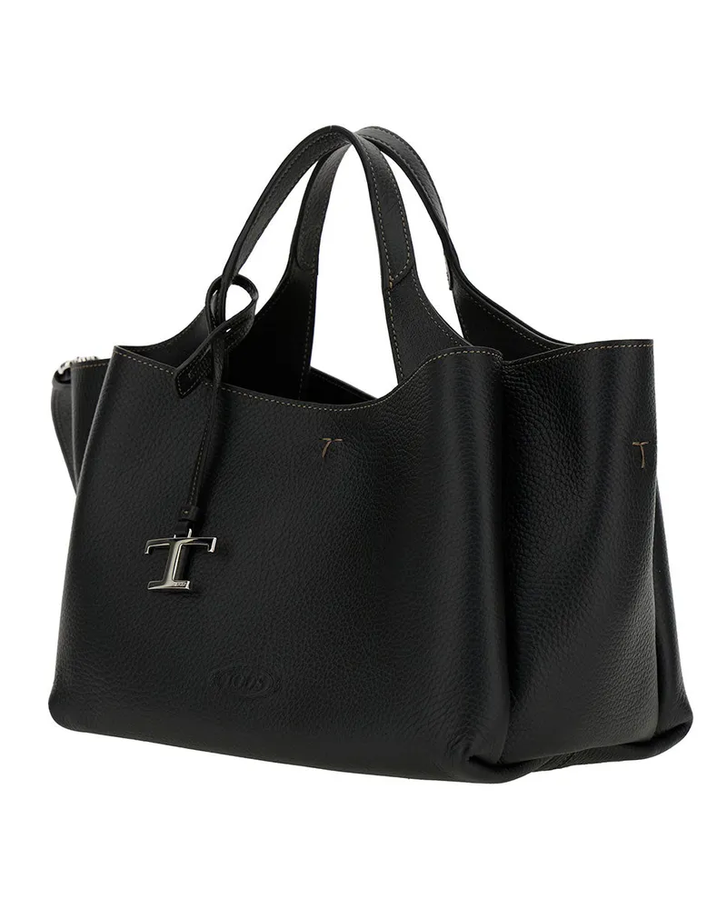 TOD'S Women's Handbag T Timeless Black Calf Leather Handbags Hand Bags Black