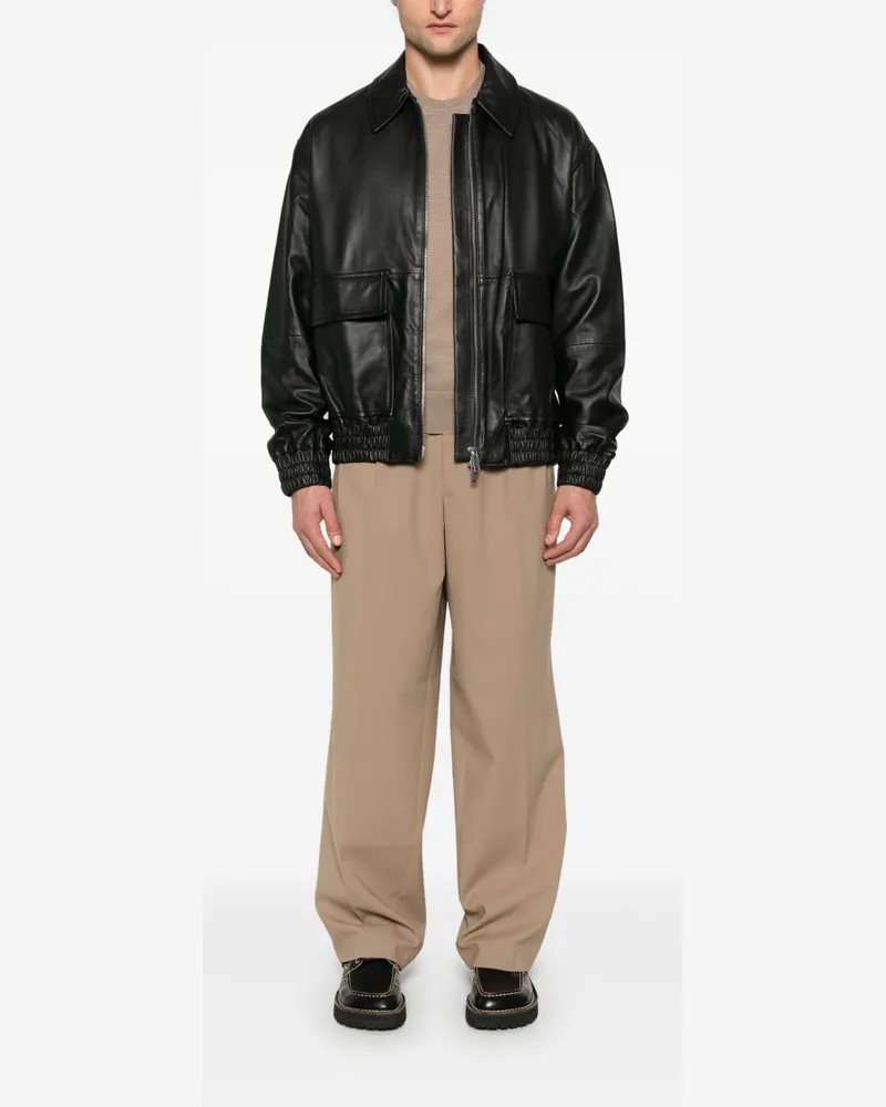 Studio Nicholson Men's Jacket Piston Black Leather Lambskin Black