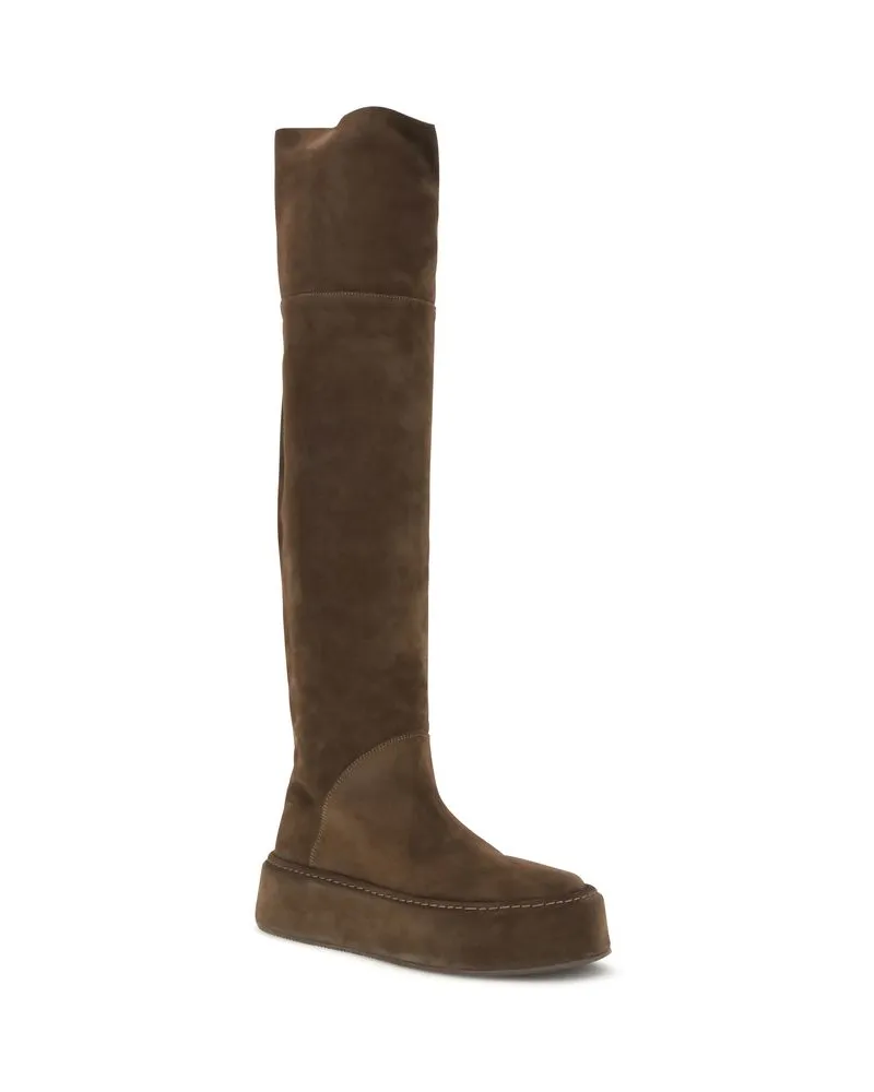 Casadei Suede Knee-High Boot — Brown Brown