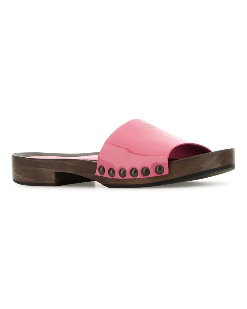 Miu Miu Women's Fuchsia Leather Clogs Begonia Sandali Sandal Pink