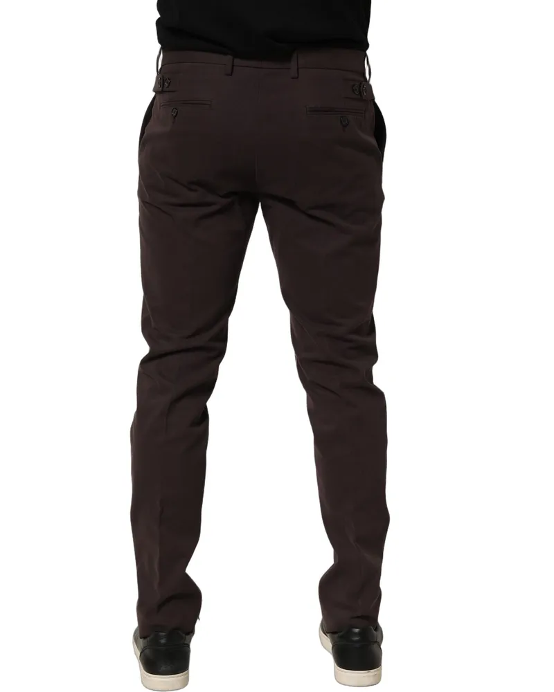 Dolce & Gabbana Cotton Skinny-Leg Dress Trousers — Brown Brown