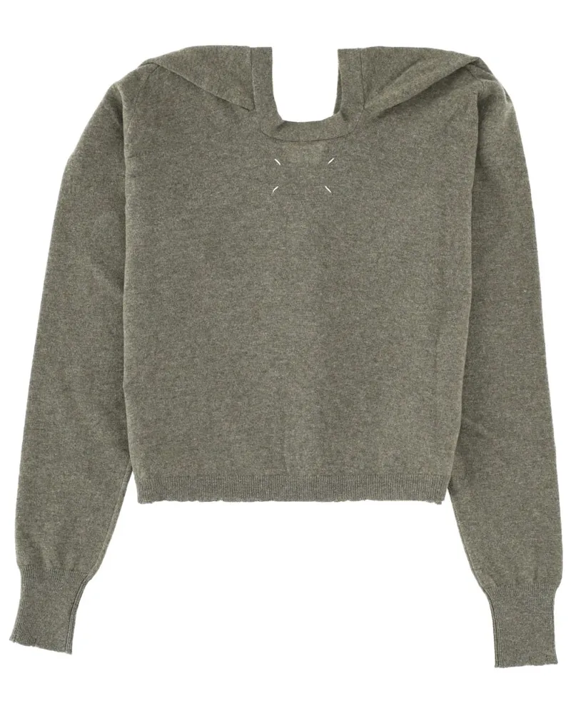 Maison Margiela V-Neck Cropped Wool Cardigan — Green Green