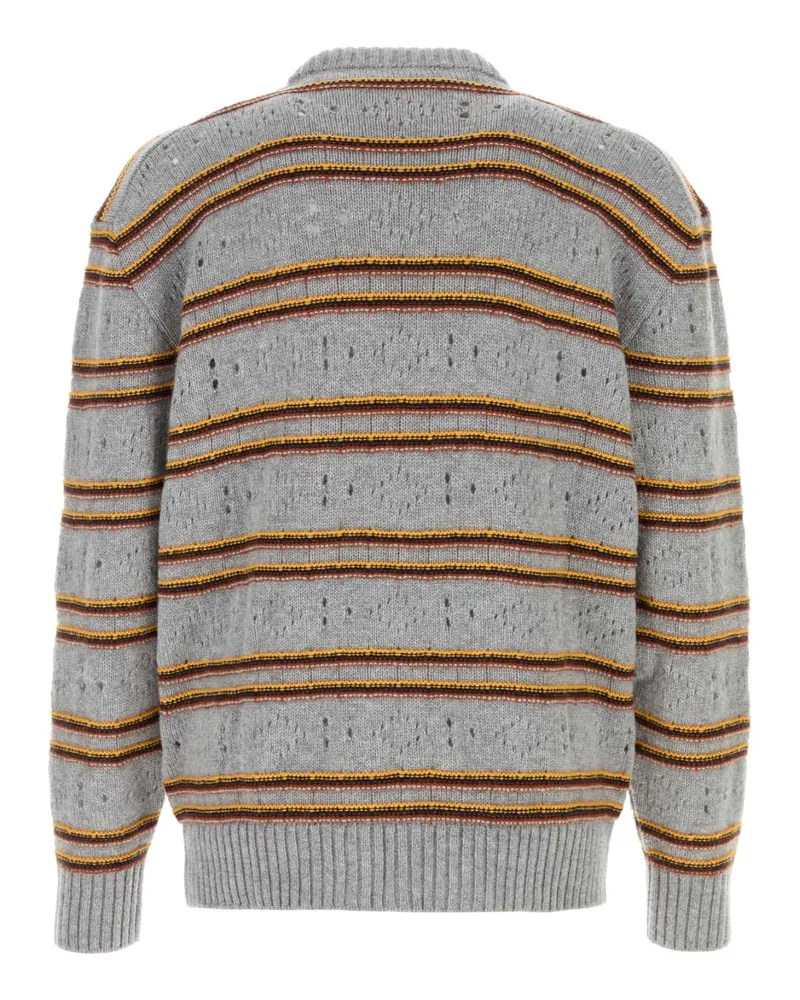 Marni Men's Embroidered Cashmere Sweater Inox Exterior: Maglieria Gray