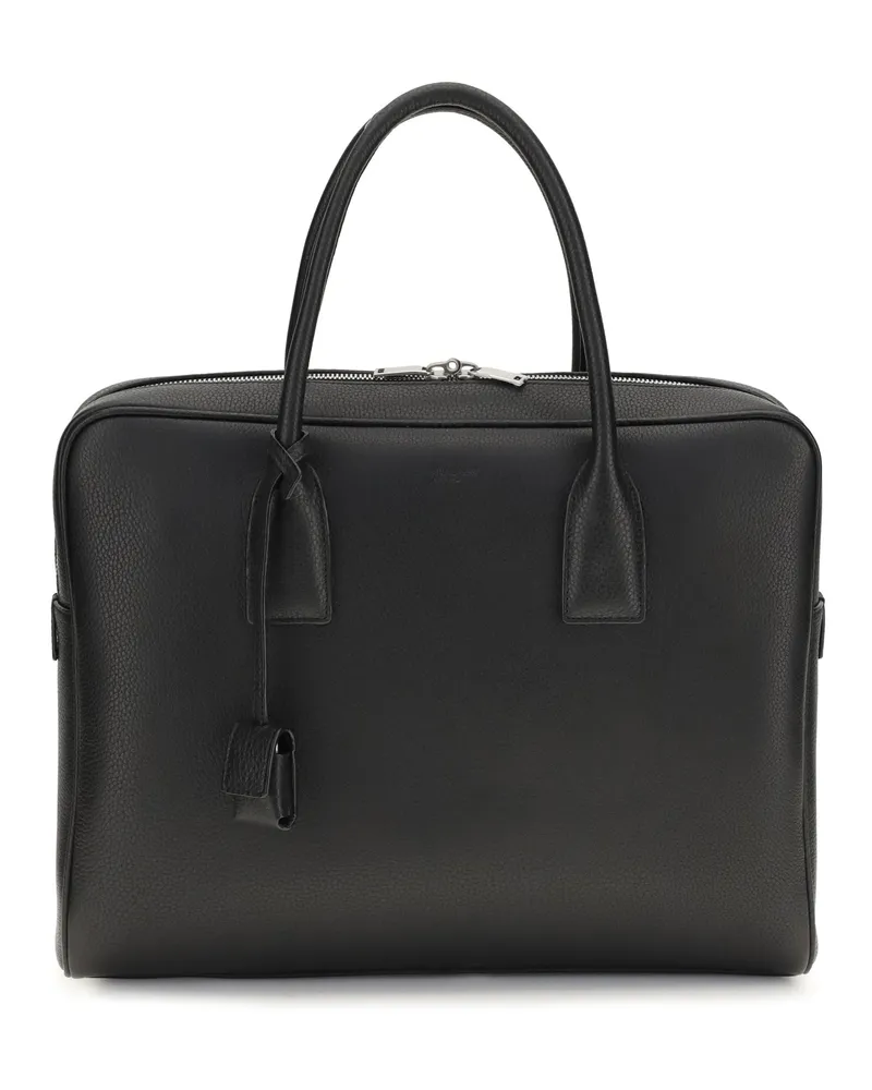 Saint Laurent Clifton Leather Bowling Bag — Black Black