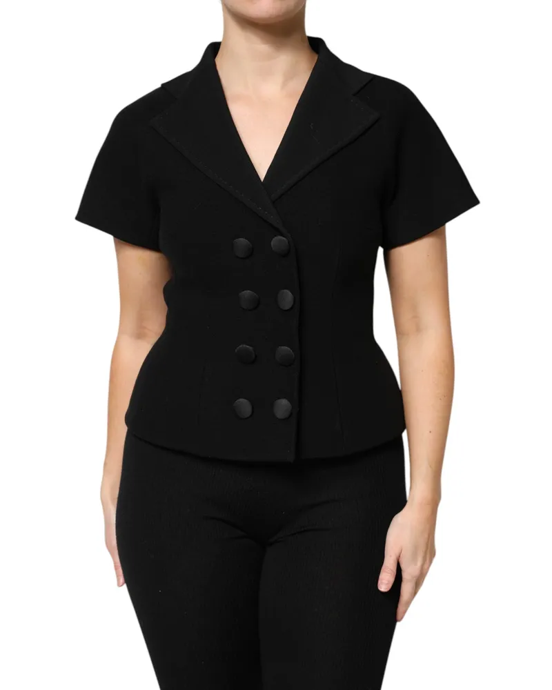 Dolce & Gabbana Double-Breasted Virgin Wool Blazer — Black Black