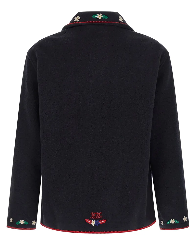 BODE Men's Blue Wool Full-Length Jacket Clothing Black