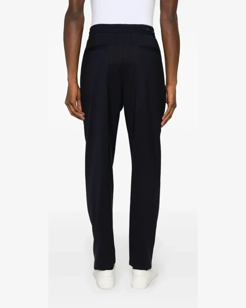 Kiton Men's Logo-Patch Cotton Tapered Trousers Aw23 M Black
