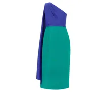 Color-Block One-Shoulder Silk Dress — Multicolor