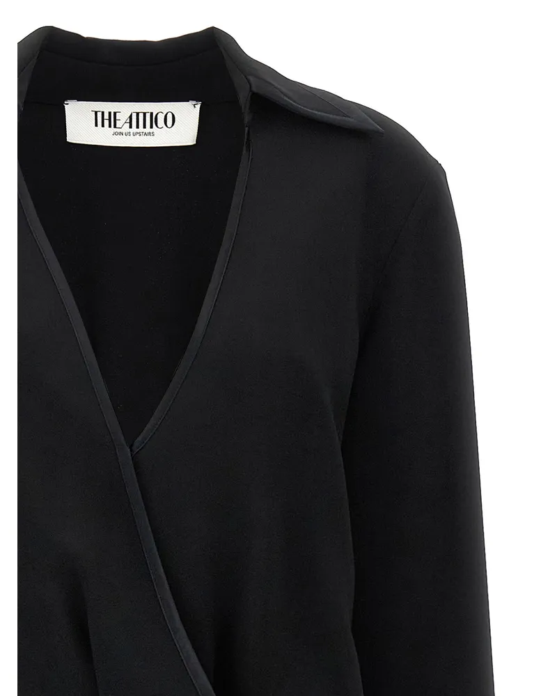 ATTICO Wrap Midi Dress — Black Black