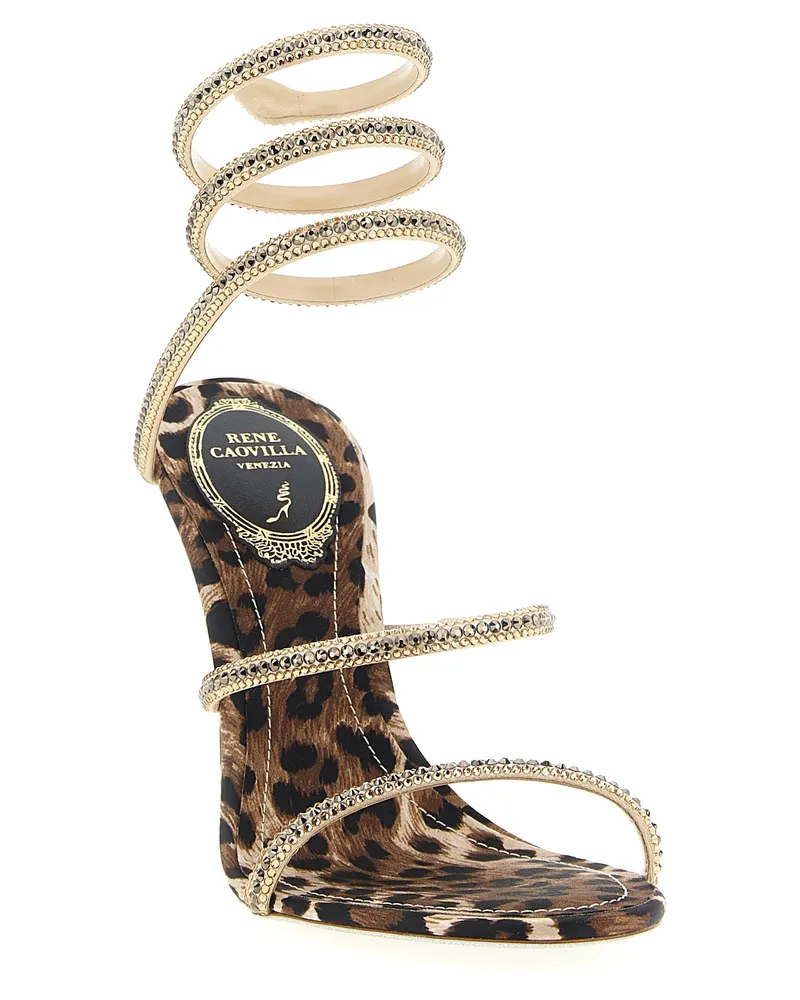 René Caovilla Women's Rhinestone-Encrusted Satin Heel Sandal Multicolor Viscose Silk Multicolor