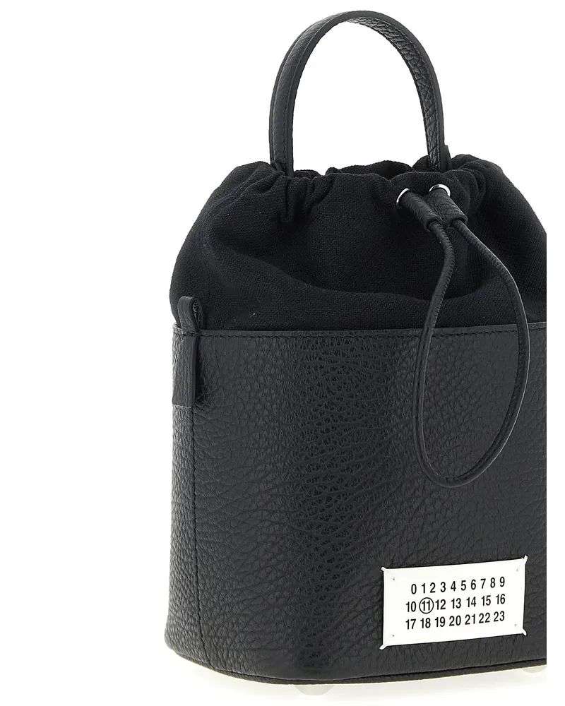 Maison Margiela Grained Leather Drawstring Bucket Bag — Black Black
