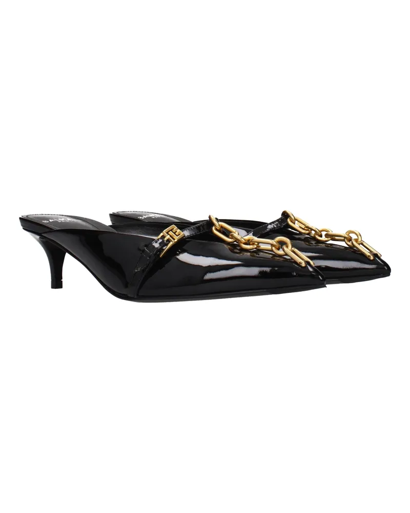 Balmain Women's Black Leather Platform Sandals Black