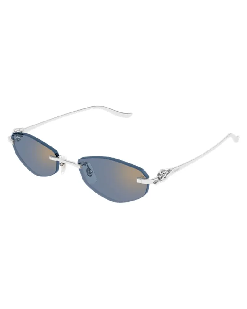 Cartier CT0675S005 Geometric-Frame Sunglasses — Blue Blue