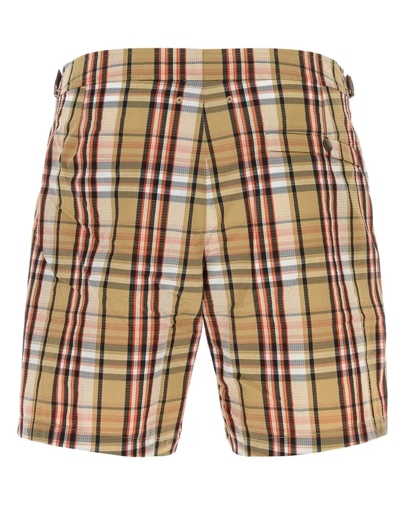 Burberry Men's Printed Seersucker Swimming Shorts Sandipcheck Costumi Da Bagno Swimwear Beige