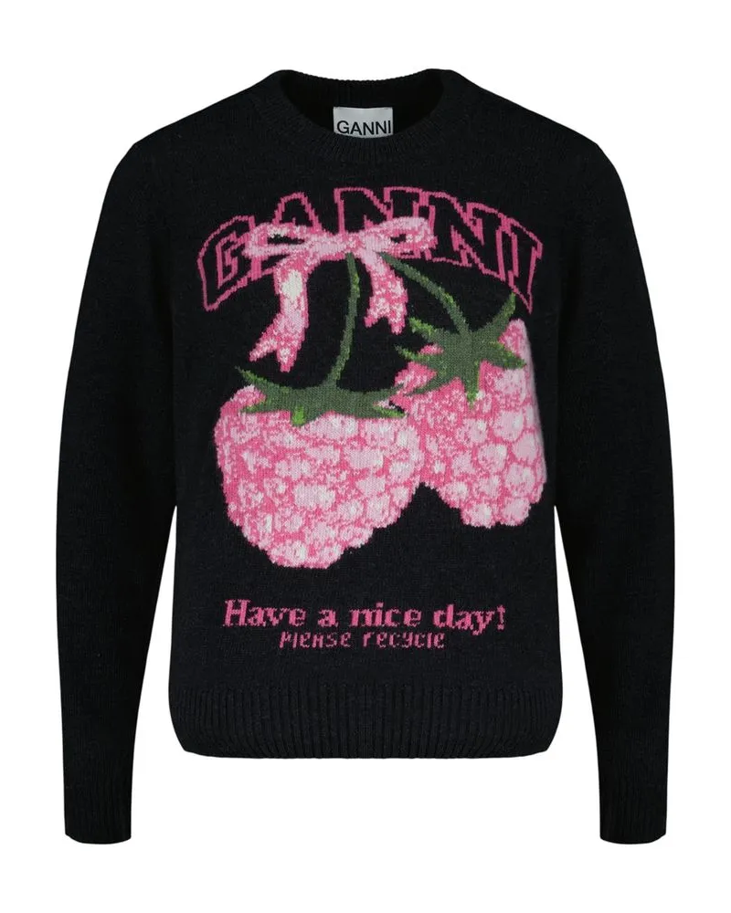 Ganni Women's Sweat Graphic -  Wool Multi Concept-Store Ready-To-Wear Black