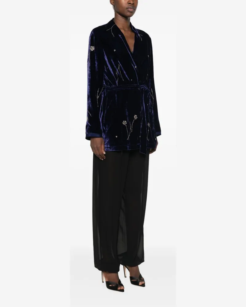 forte_forte Embroidered Velvet Blazer — Navy Navy