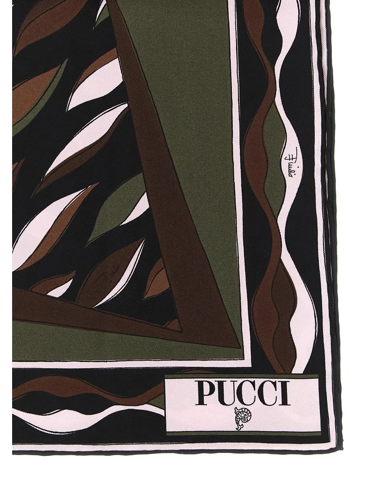 Emilio Pucci Fiamme and Nawaho Print Silk Scarf — Black Black