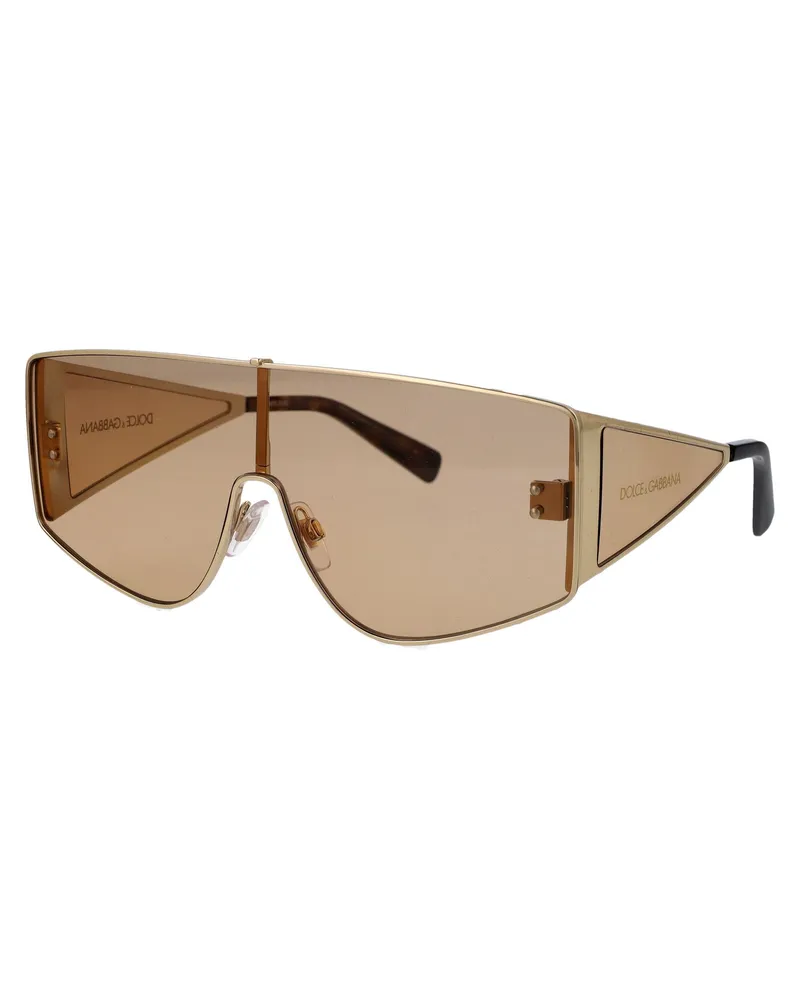 Dolce & Gabbana 0DG2305 Metal Shield Sunglasses — Gold Gold