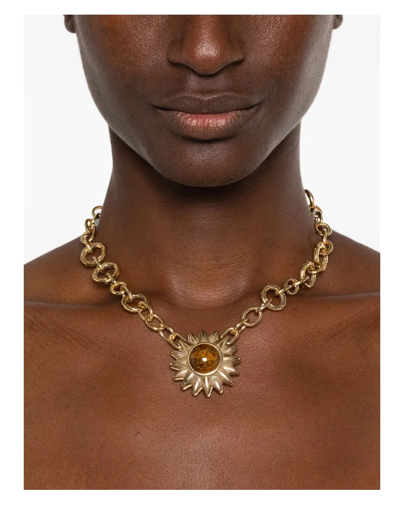 Raquel Diniz Gold-Toned Chain with Sun Pendant Bracelet — Gold Gold