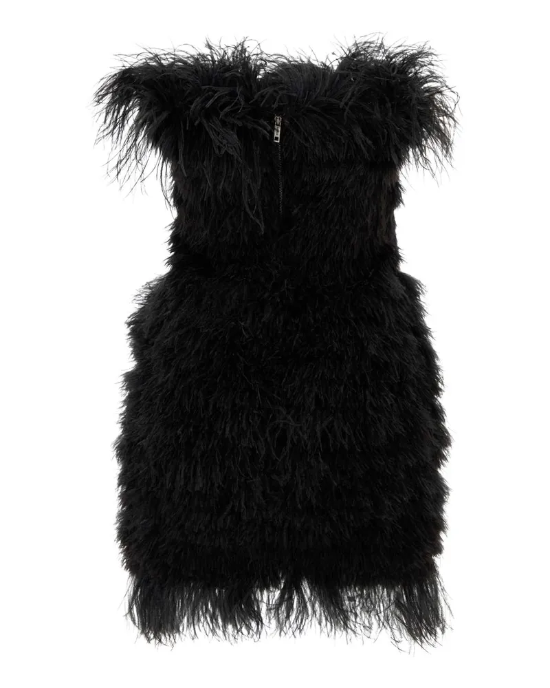 SPORTMAX Feathered Polyester Dress — Black Black