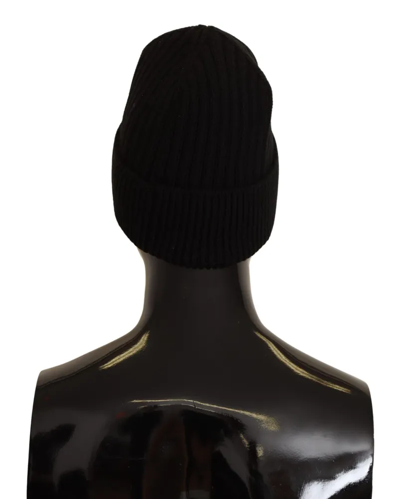 Dolce & Gabbana Black Wool Knit Women Winter Hat Black
