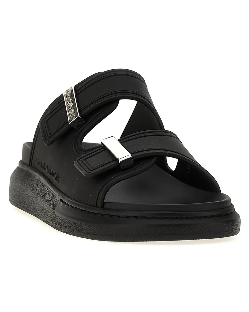 Alexander McQueen Rubber Double-Band Sandals — Black Black