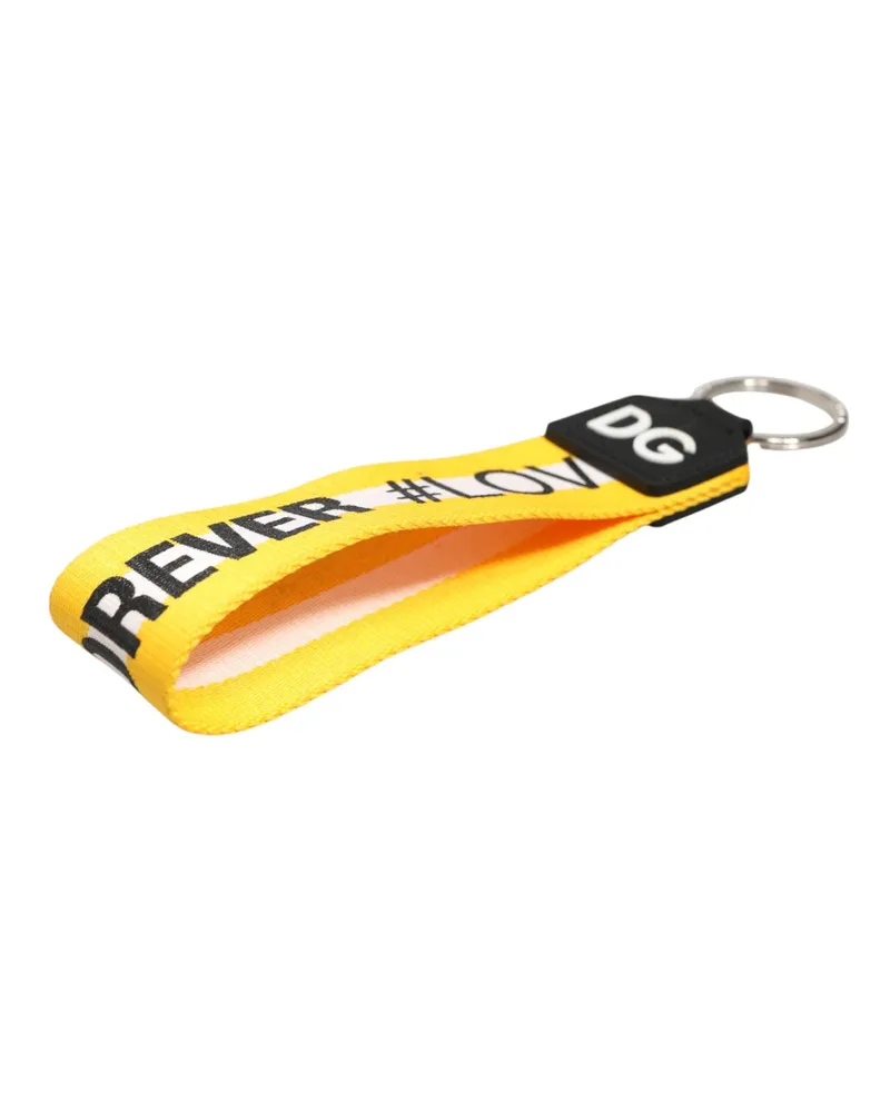 Dolce & Gabbana Women's Yellow Logo Polyester Silver Brass Holder Keychain Keyring Pvc Accessory Yellow
